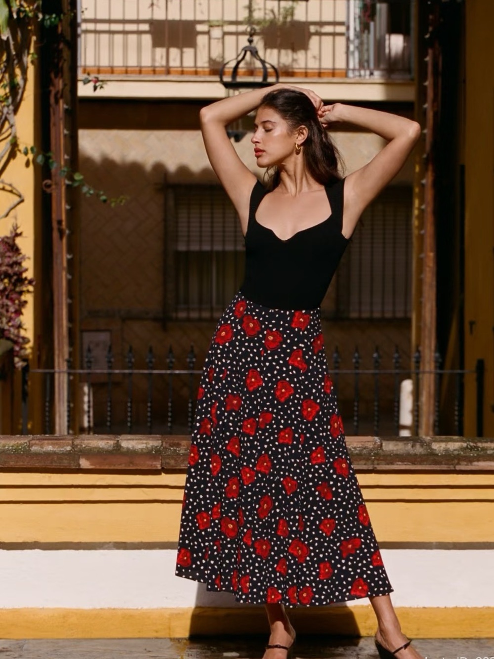 NWT Rouje Ludivina Floral Polka Viscose MIDI skirt